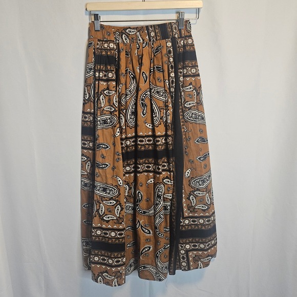 Halogen Dresses & Skirts - Halogen XS Paisley Print Maxi Skirt Brown Black White Elastic Waist